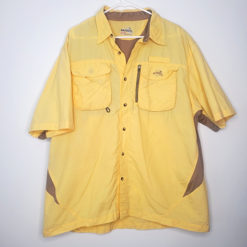20) NATURAL GEAR Outdoors Breathable Fishing Shirt Yellow Sz. XL